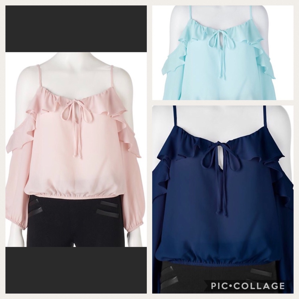 NEW w/TAGS Liberty Love Cold Shoulder Ruffle Top - Picture 1 of 4